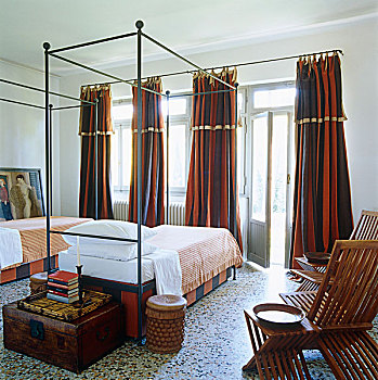 卧室,条纹,棉布,帘,布,彩色,灵感,地面