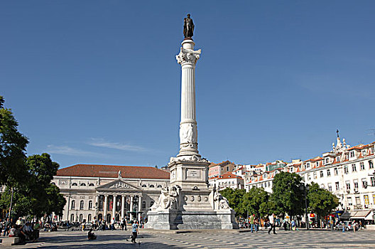葡萄牙,里斯本,城镇,罗西奥,大教堂,柱子,纪念建筑,雕塑