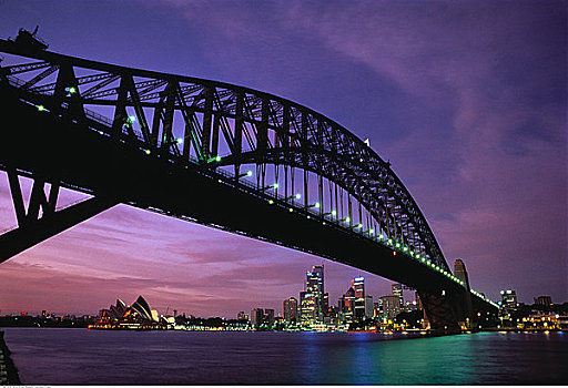 海港大桥,剧院,黄昏,悉尼,澳大利亚
