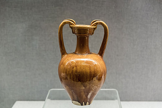 唐代黄釉双龙瓶,河南省洛阳博物馆馆藏文物