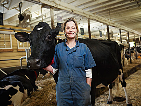 肖像,农民,母牛,安大略省,加拿大