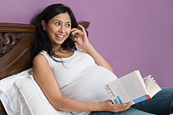 孕妇,交谈,手机