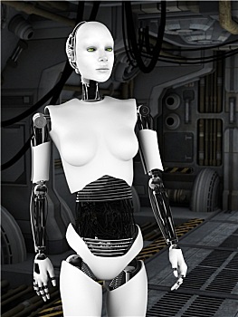 机器人,女人,科幻,走廊