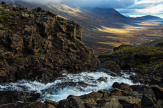 风景,瀑布,东方,冰岛
