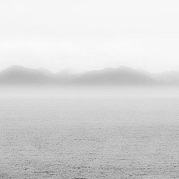 模糊,风景,雾状,海岸线,阿拉斯加