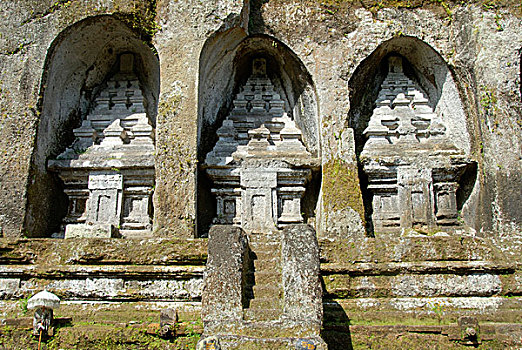 巴厘岛,印度教,古老,石头,三个,纪念碑,雕刻,浮雕,庙宇,乌布,印度尼西亚,东南亚,亚洲