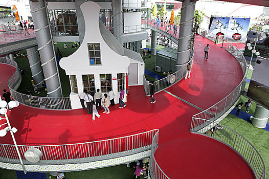 2010上海世博会,荷兰,亭子,高兴,街道,行人,看,俯视,展示,圆形,过山车,形状