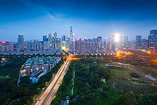 中国广东深圳福田都市夜景