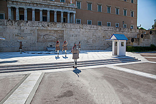 希腊雅典无名战士纪念碑换岗仪式