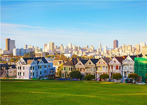 旧金山,城市,风景,阿拉摩广场,公园