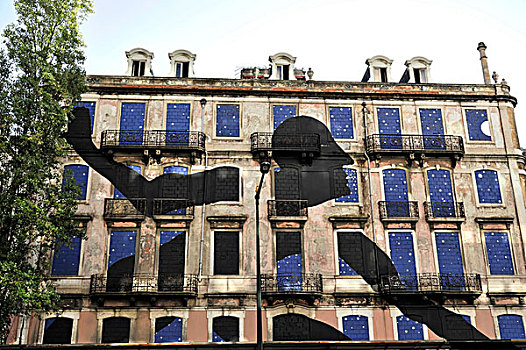 涂鸦,壁画,建筑,靠近,里斯本,葡萄牙,欧洲