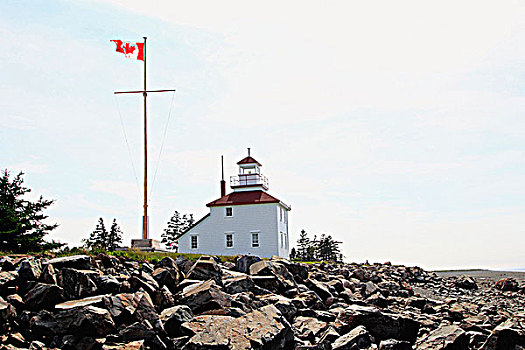加拿大国旗,靠近,灯塔,小湾,芬地湾,新斯科舍省,加拿大