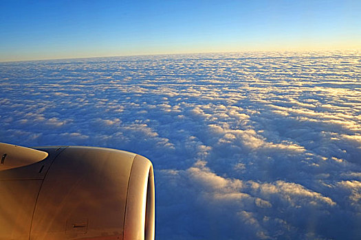 航空,飞机,航线,云海,高空,蓝天,四川,太阳,霞光