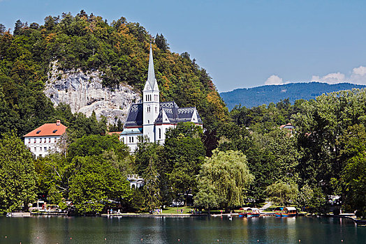 教堂,流血,布莱德湖,斯洛文尼亚,欧洲