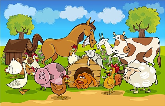 卡通,自然,家畜