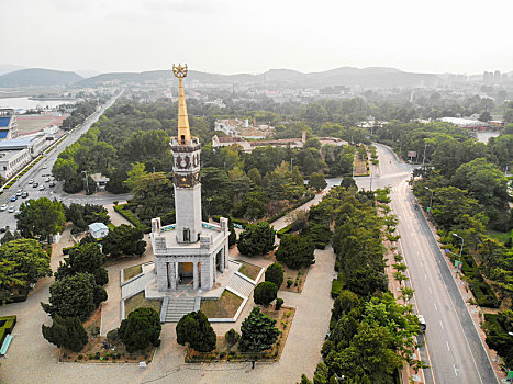 航拍辽宁大连旅顺胜利塔