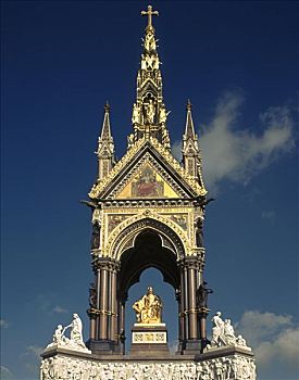 高,局部,纪念,阿尔伯特亲王纪念碑,肯辛顿花园,伦敦,英格兰