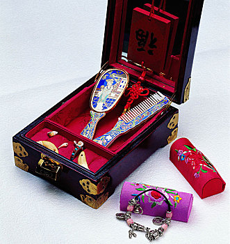 传统,中国,手镯,镜子,梳子