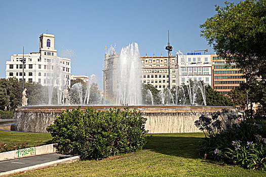 喷泉,加泰罗尼亚,巴塞罗那,西班牙,欧洲