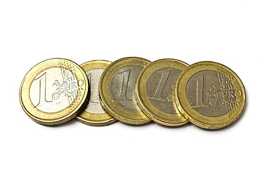 欧元硬币,隔绝,白色背景
