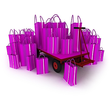 紫色,购物袋,货盘,卡车