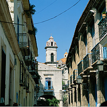 街景,老哈瓦那,大教堂,哈瓦那,古巴