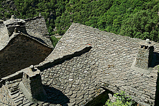法国,石板,屋顶,乡村
