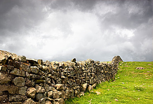 乡村,石头,栅栏,诺森伯兰郡,英格兰