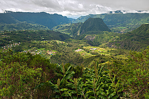 风景,谷地,火山口,团聚,印度洋