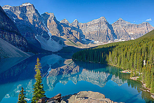 加拿大,班芙国家公园,十峰谷,冰碛湖