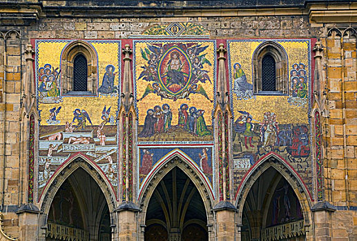 镶嵌图案,户外,墙壁,14世纪,哥特风格,大教堂,布拉格城堡,地区,布拉格,捷克共和国