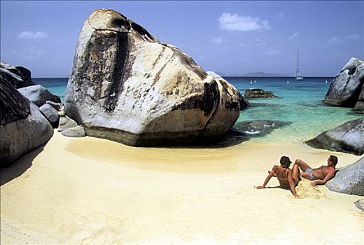 日光浴,伴侣,帆船,远景,沐浴,维京果岛,岛屿,英属维京群岛,小安的列斯群岛,加勒比海