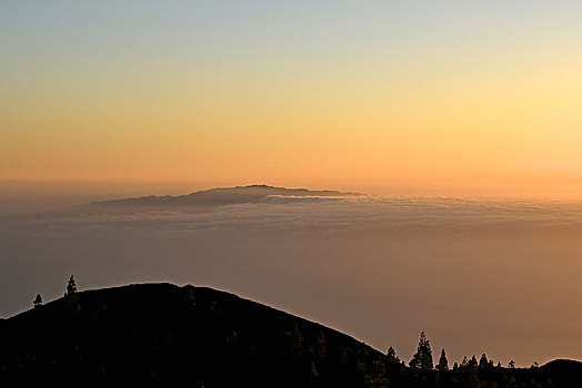 风景,火山,山丘,帕尔玛,交易,云,日落,泰德国家公园,特内里费岛,加纳利群岛,西班牙,欧洲