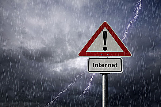 警告,互联网,交通标志,下雨,天空,闪电