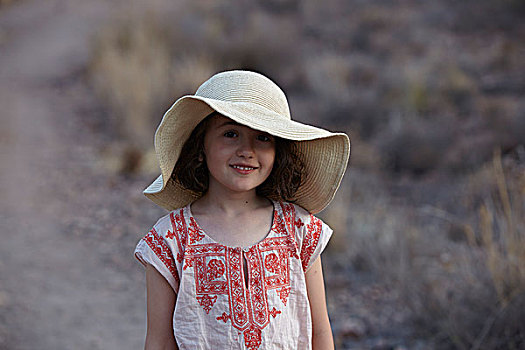 女孩,头像,太阳帽,艾美利亚,安达卢西亚,西班牙
