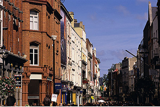 建筑,热闹街道,街道,都柏林,爱尔兰