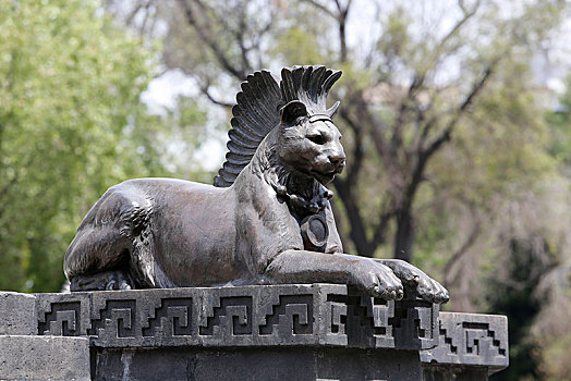 狮子,雕塑,纪念建筑,阿芝台克,墨西哥城,联邦,地区,墨西哥,中美洲