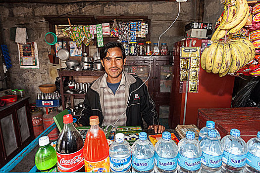 尼泊尔人,销售,小,食品店,尼泊尔,亚洲