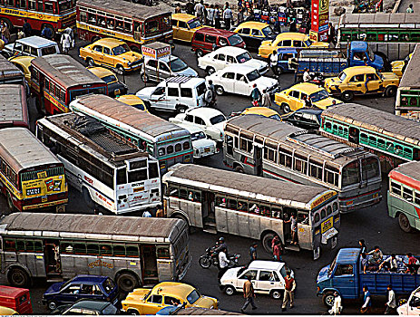 交通拥挤,加尔各答,印度