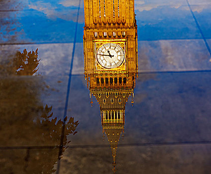 大本钟,倒影,伦敦,英格兰