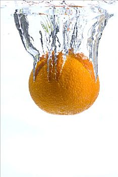 橙色,跳进,水