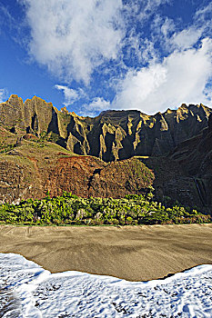 夏威夷,考艾岛,纳帕利海岸,海滩,漂亮,山,脊