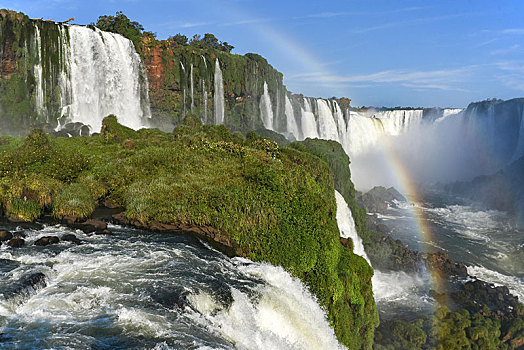 风景,圣马利亚,彩虹,喉咙,伊瓜苏瀑布,波多黎各,伊瓜苏,边界,巴西,阿根廷