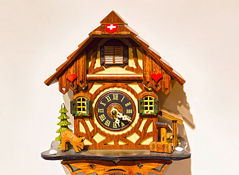 特写,瑞士,木质,钟表