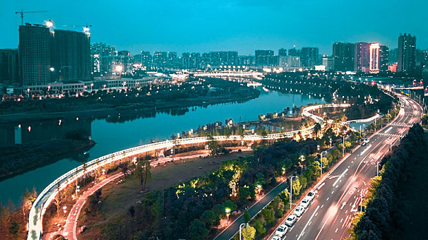 湖南省衡阳市陆家新区网红桥夜景