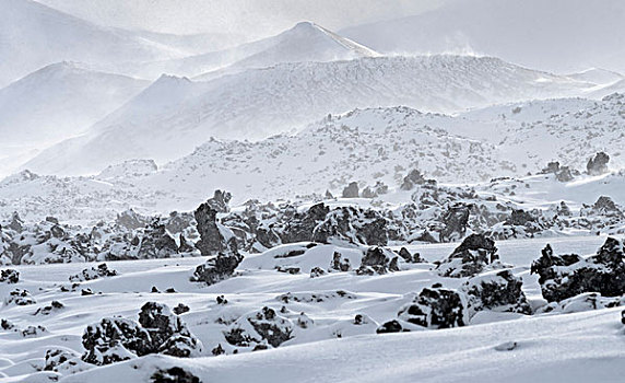 熔岩原,暴风雪,斯奈山半岛,冬天,冰岛,大幅,尺寸