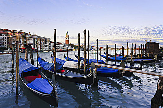 小船,停泊,水,日出,威尼斯,意大利