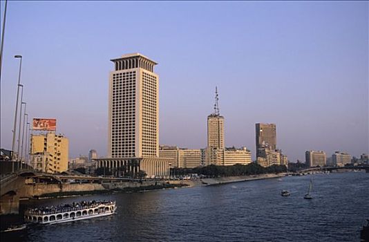 埃及,开罗,建筑,尼罗河,河,船