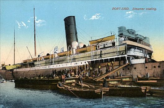 蒸汽船,港口,埃及,20世纪