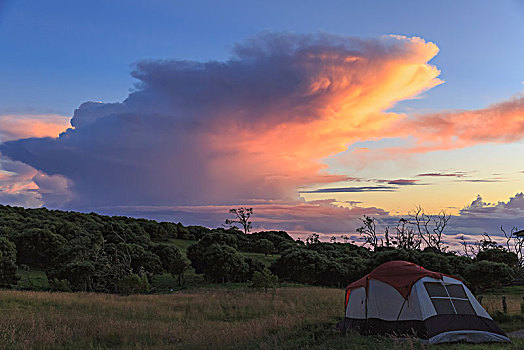 露营地,州立公园,积雨云,日出,云,夏威夷,美国